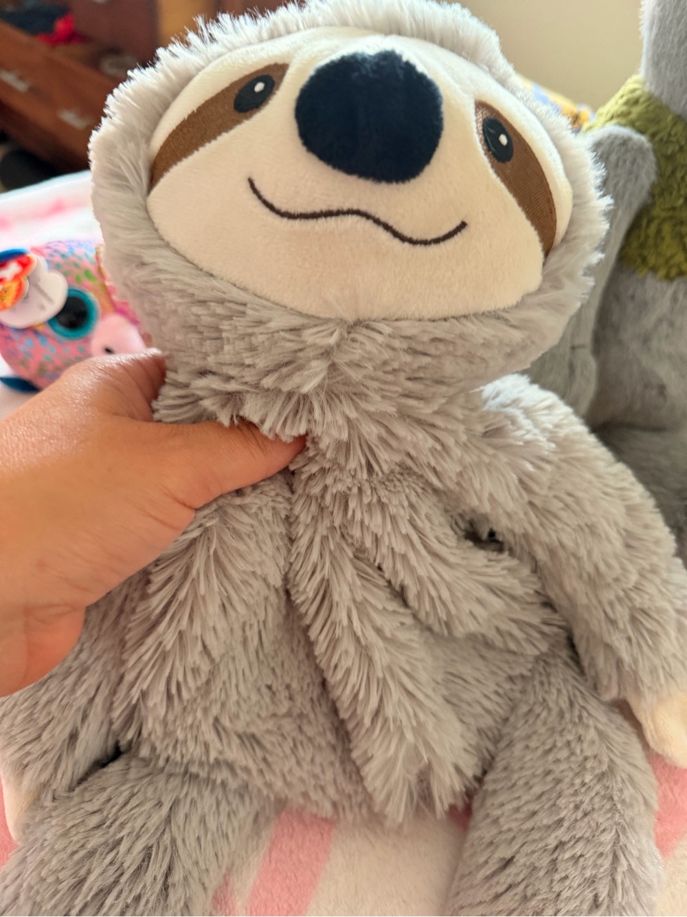 Gray Plush Sloth Stuffed Animal - Soft Cuddly Kids Toy